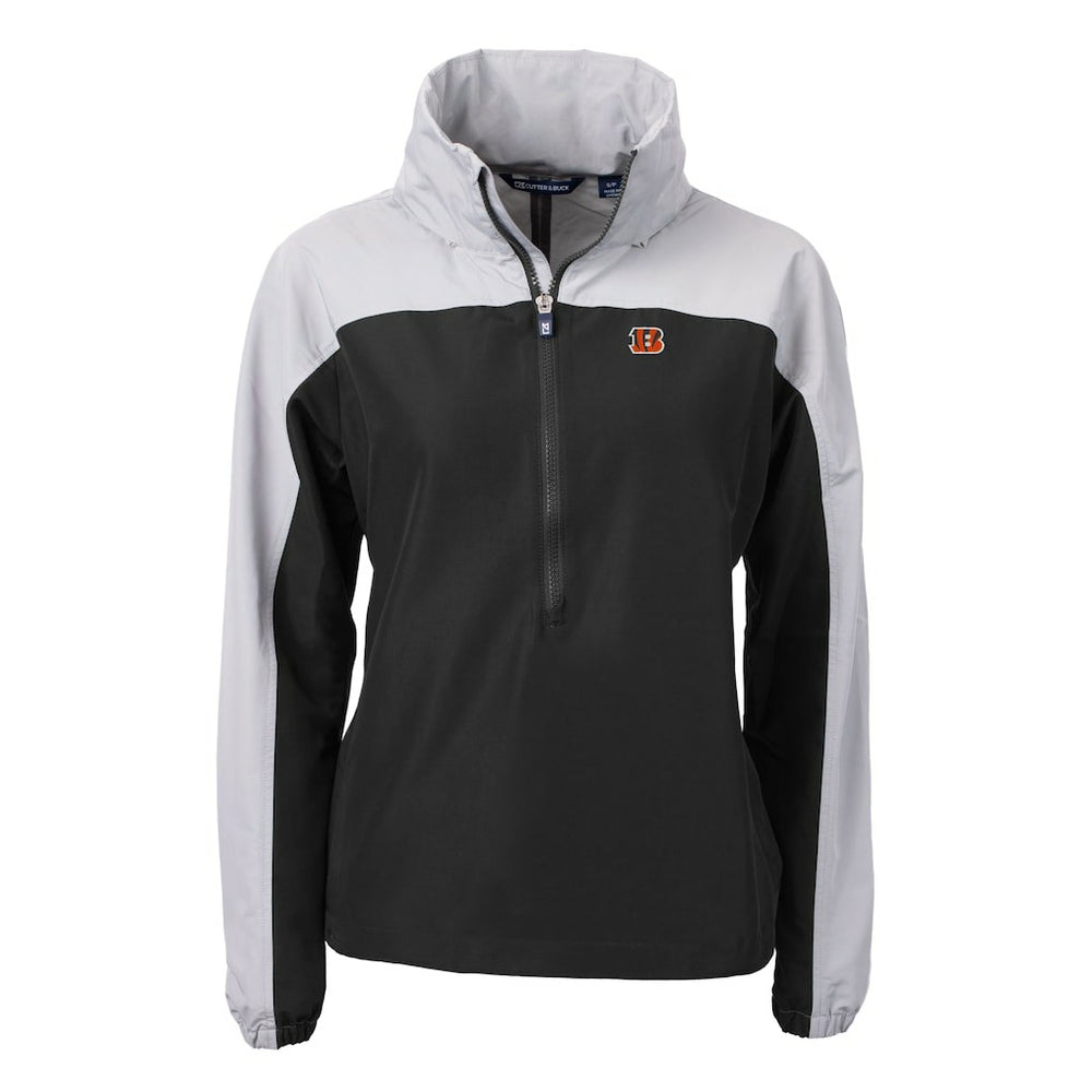 Cincinnati Bengals Cutter & Buck Women's Charter Eco Recycled Half-Zip Hooded Anorak Jacket - Black discount