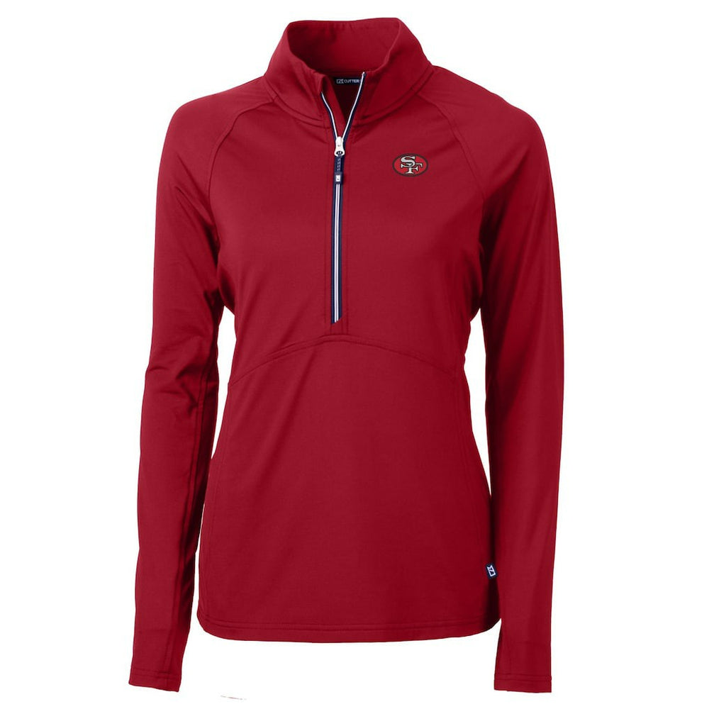 San Francisco 49ers Cutter & Buck Women's Adapt Eco Knit Stretch Recycled Raglan Half-Zip Top - Red sale