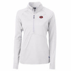 San Francisco 49ers Cutter & Buck Women's Adapt Eco Knit Stretch Recycled Raglan Half-Zip Top - White on sale