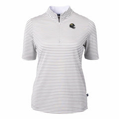 Jacksonville Jaguars Cutter & Buck Women's Virtue Eco Pique Stripe Recycled Quarter-Zip Top - Gray for sale