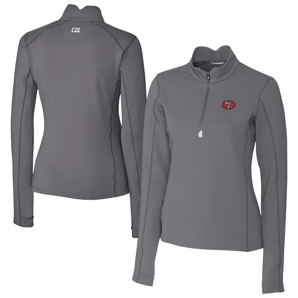 San Francisco 49ers Cutter & Buck Women's Traverse Stretch Quarter-Zip Pullover Top - Gray cheap