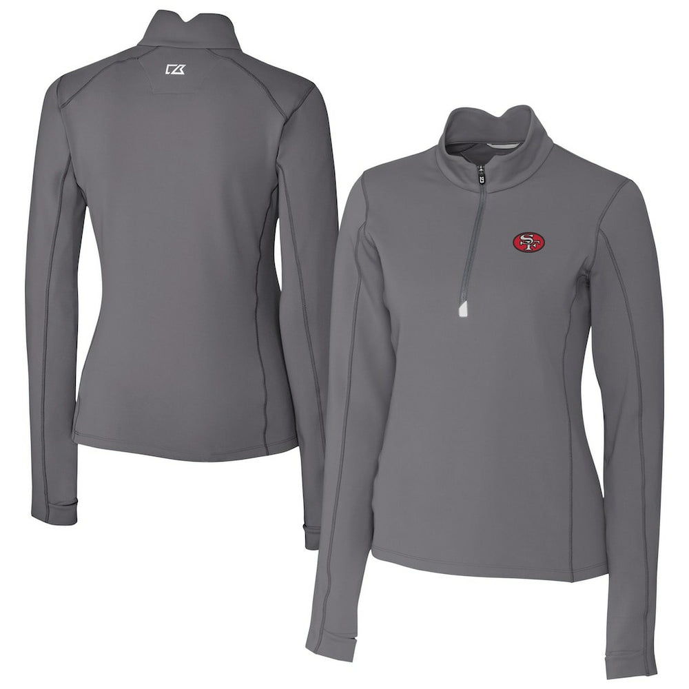 San Francisco 49ers Cutter & Buck Women's Traverse Stretch Quarter-Zip Pullover Top - Gray cheap