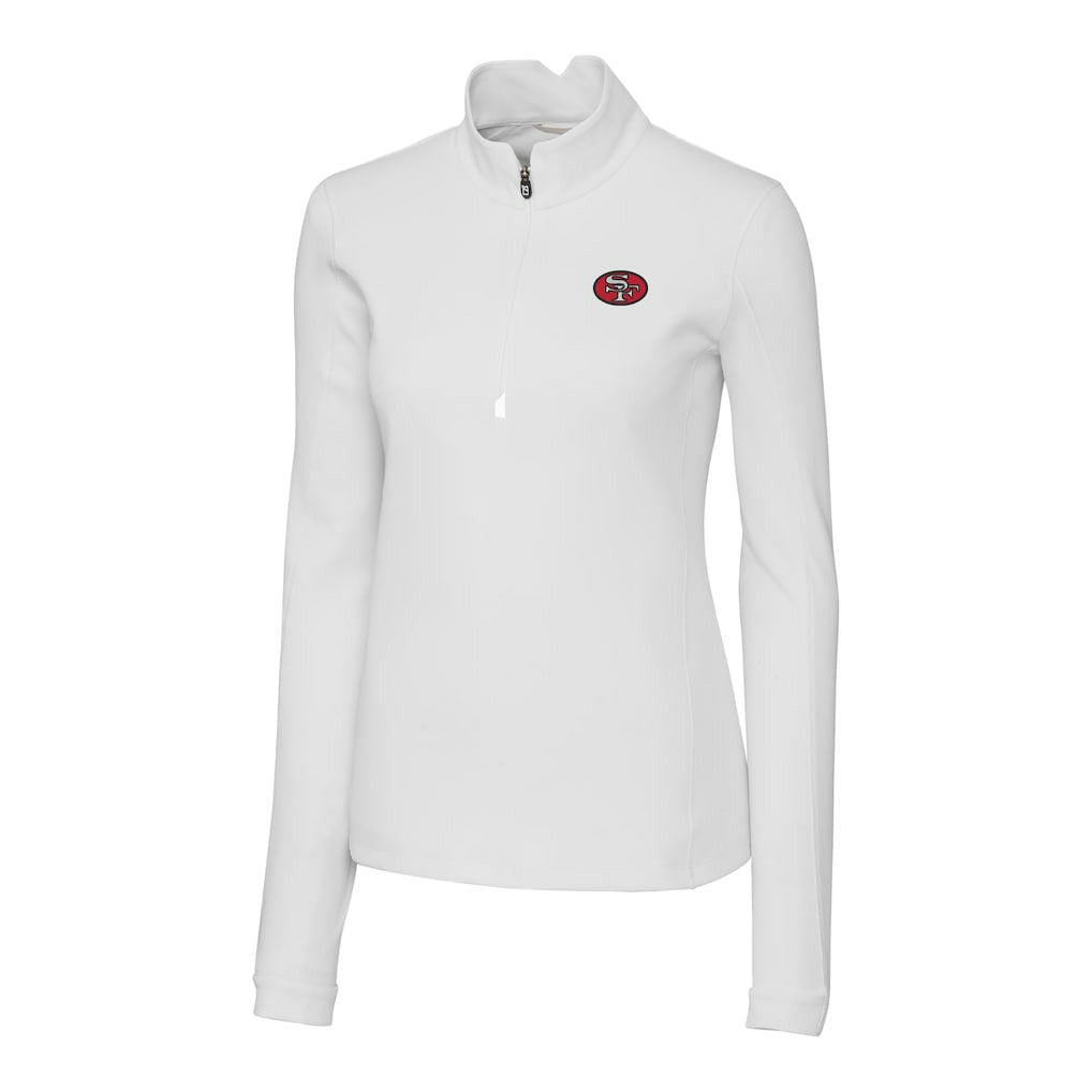 San Francisco 49ers Cutter & Buck Women's Traverse Stretch Quarter-Zip Pullover Top - White discount