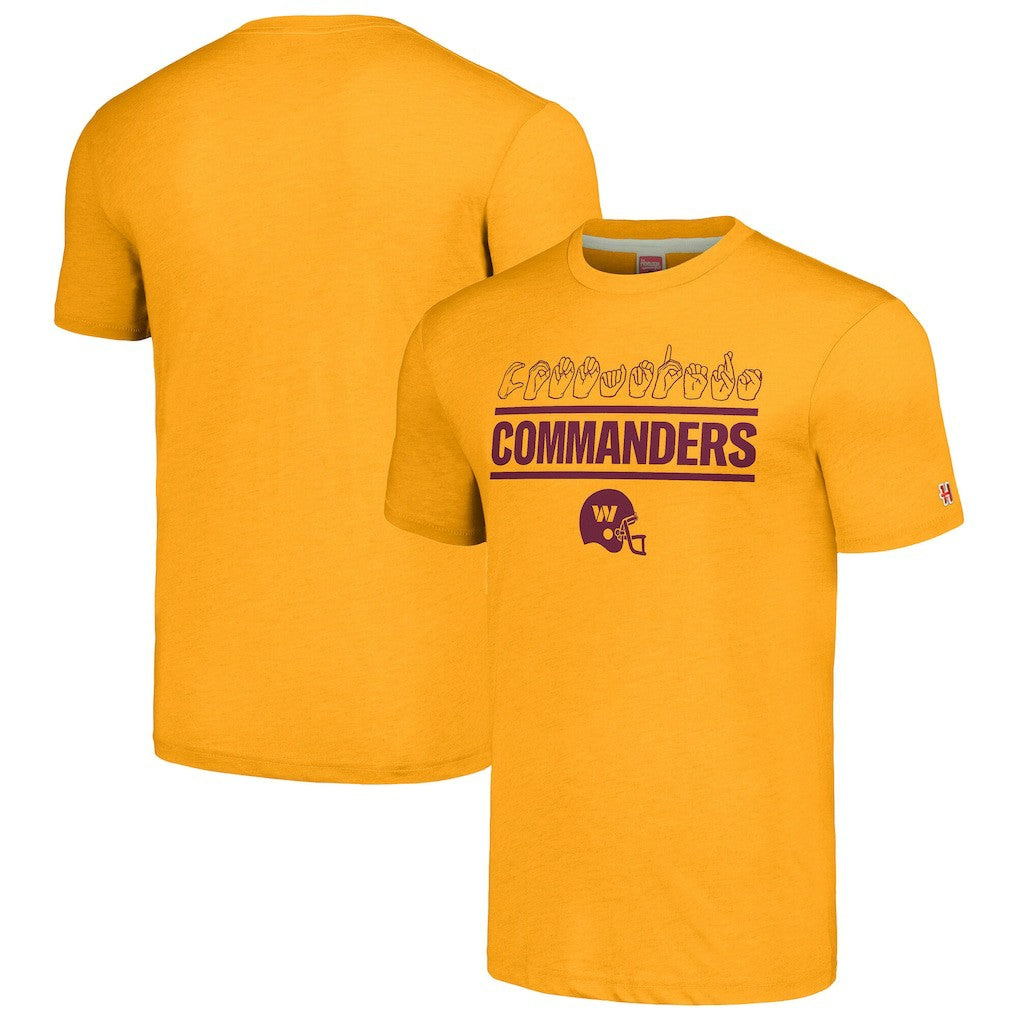 Washington Commanders Homage Unisex The NFL ASL Collection by Love Sign Tri-Blend T-Shirt - Gold discount