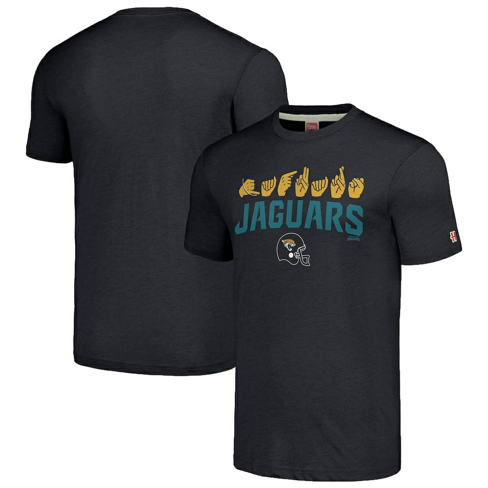 Jacksonville Jaguars Homage Unisex The NFL ASL Collection by Love Sign American Sign Language T-Shirt - Charcoal outlet