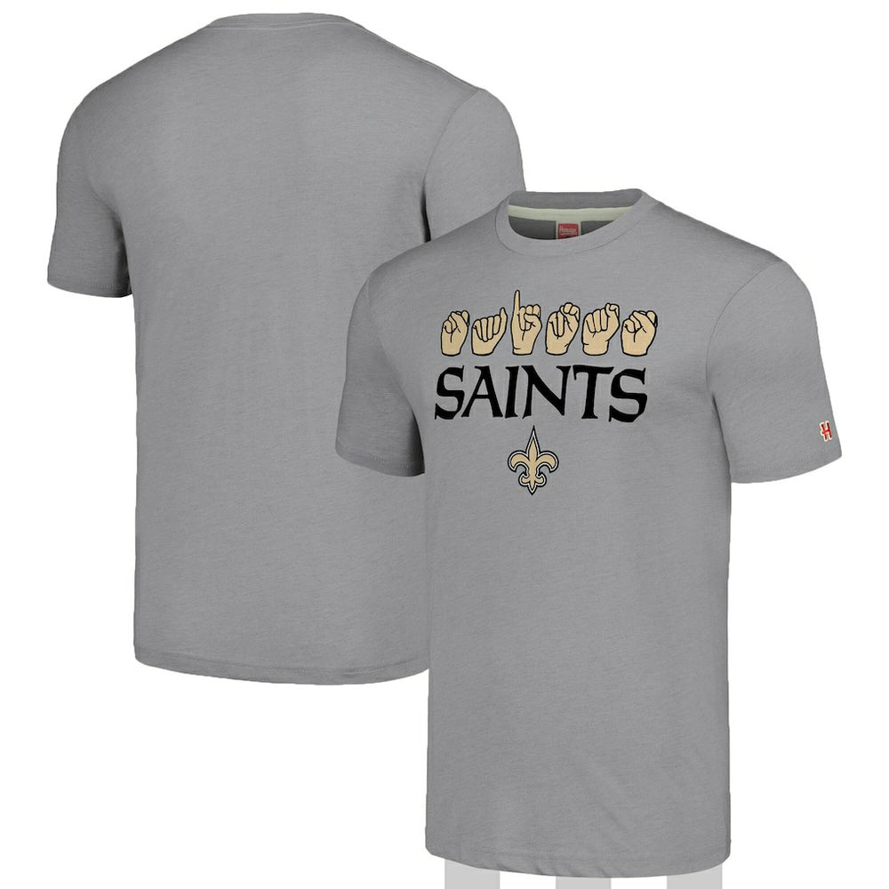 New Orleans Saints Homage Unisex The NFL ASL Collection by Love Sign American Sign Language T-Shirt - Grey sale
