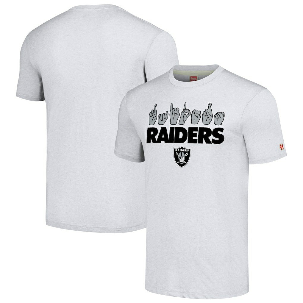 Las Vegas Raiders Homage Unisex The NFL ASL Collection by Love Sign American Sign Language T-Shirt - Ash on sale