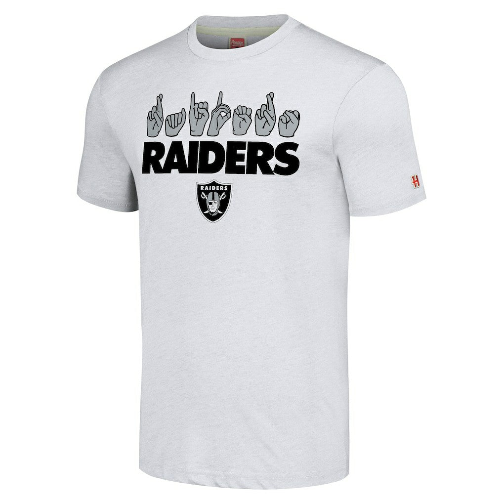 Las Vegas Raiders Homage Unisex The NFL ASL Collection by Love Sign American Sign Language T-Shirt - Ash on sale