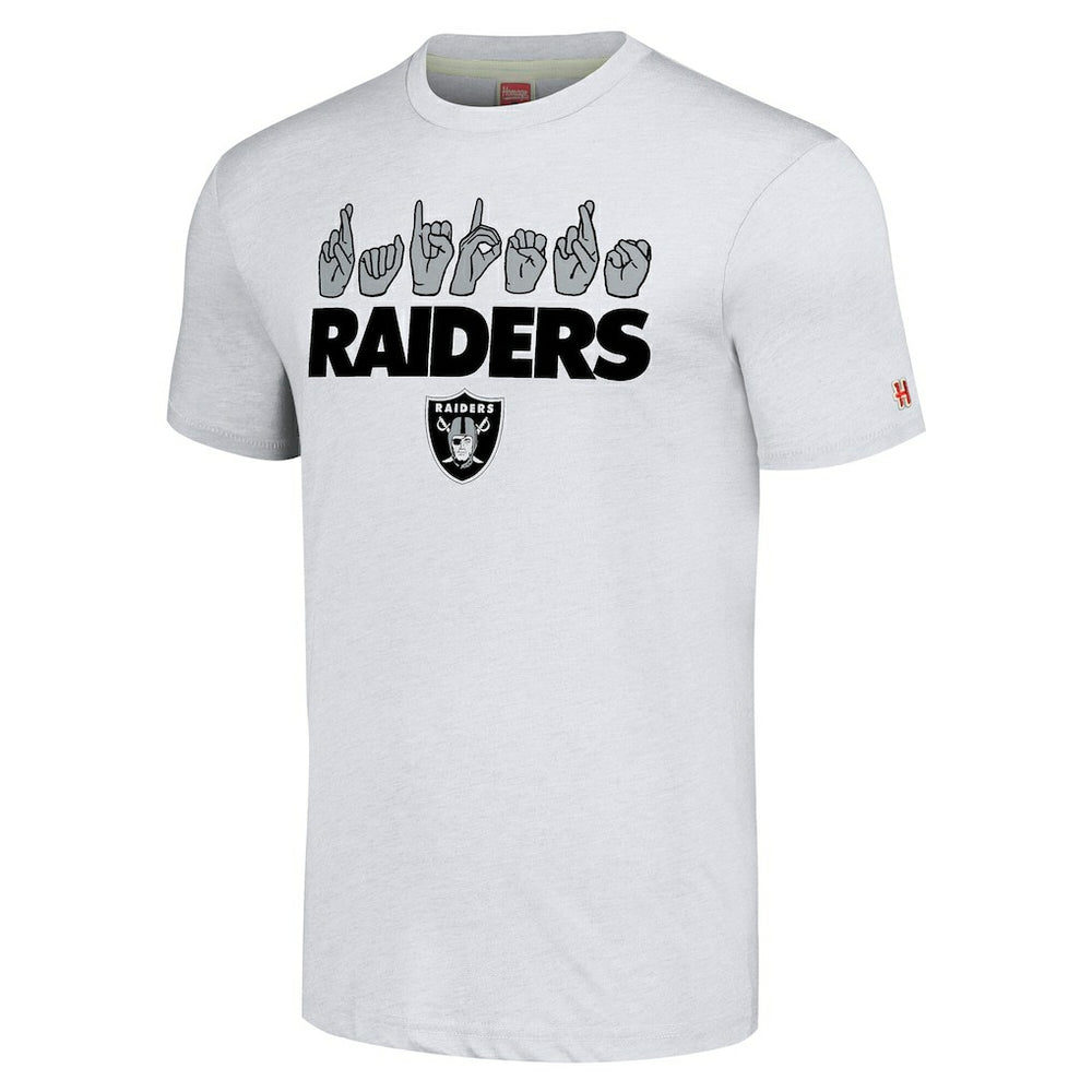 Las Vegas Raiders Homage Unisex The NFL ASL Collection by Love Sign American Sign Language T-Shirt - Ash on sale