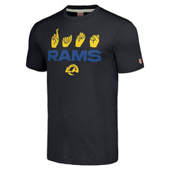 Los Angeles Rams Homage Unisex The NFL ASL Collection by Love Sign American Sign Language T-Shirt - Charcoal cheap
