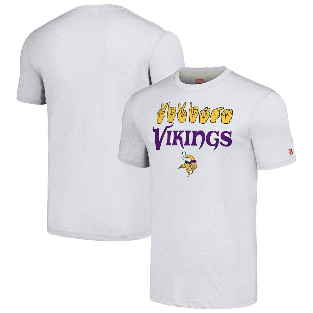 Minnesota Vikings Homage Unisex The NFL ASL Collection by Love Sign American Sign Language T-Shirt - Ash sale