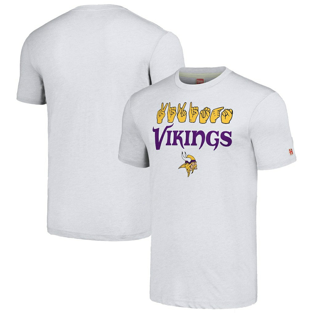 Minnesota Vikings Homage Unisex The NFL ASL Collection by Love Sign American Sign Language T-Shirt - Ash sale