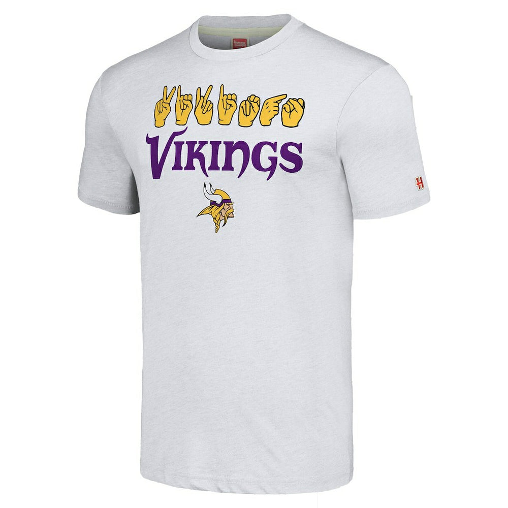 Minnesota Vikings Homage Unisex The NFL ASL Collection by Love Sign American Sign Language T-Shirt - Ash sale