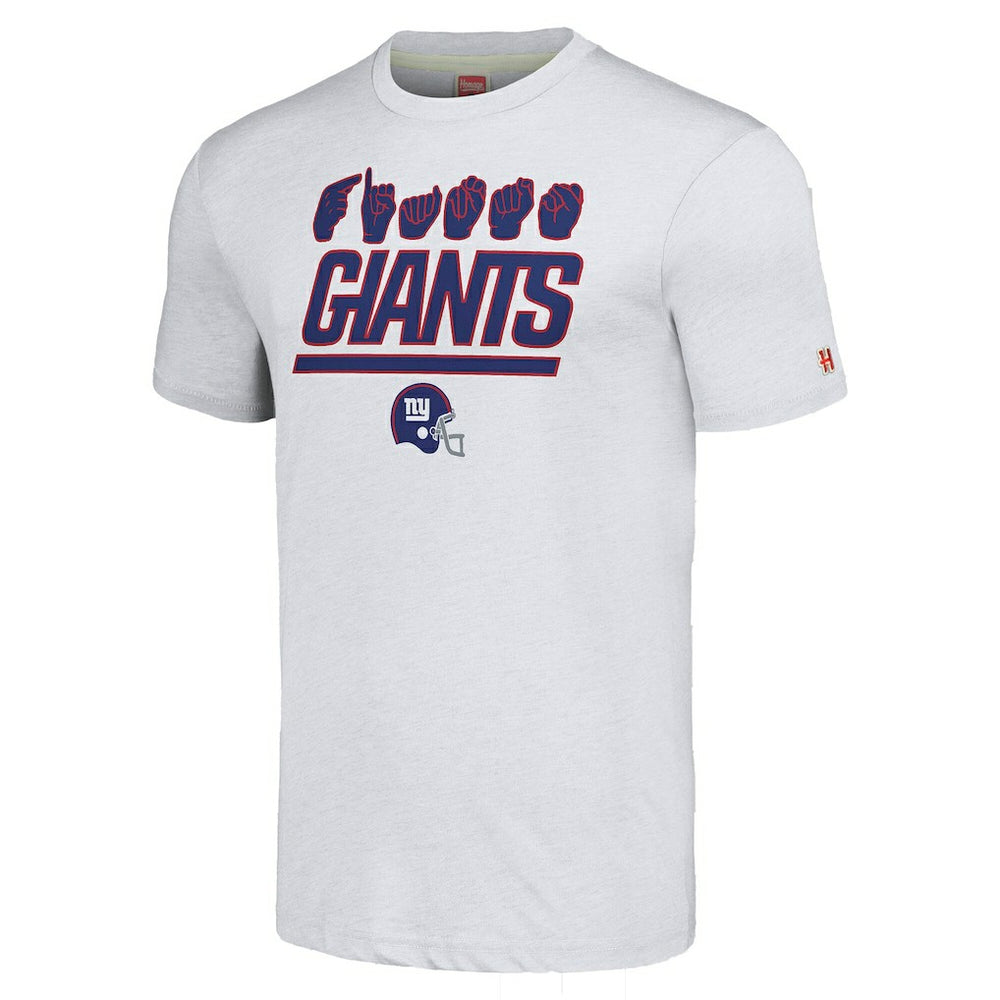 New York Giants Homage Unisex The NFL ASL Collection by Love Sign American Sign Language T-Shirt - Ash online
