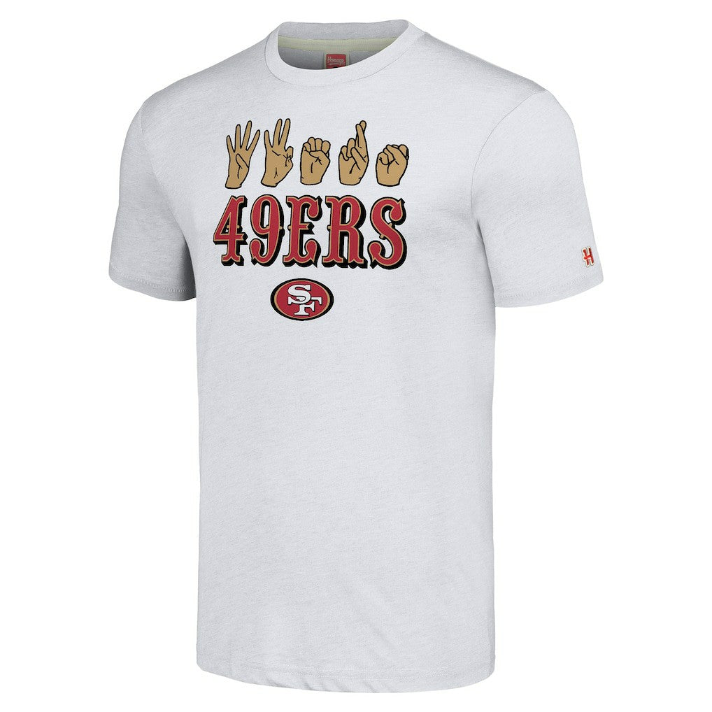 San Francisco 49ers Homage Unisex The NFL ASL Collection by Love Sign American Sign Language T-Shirt - Ash discount