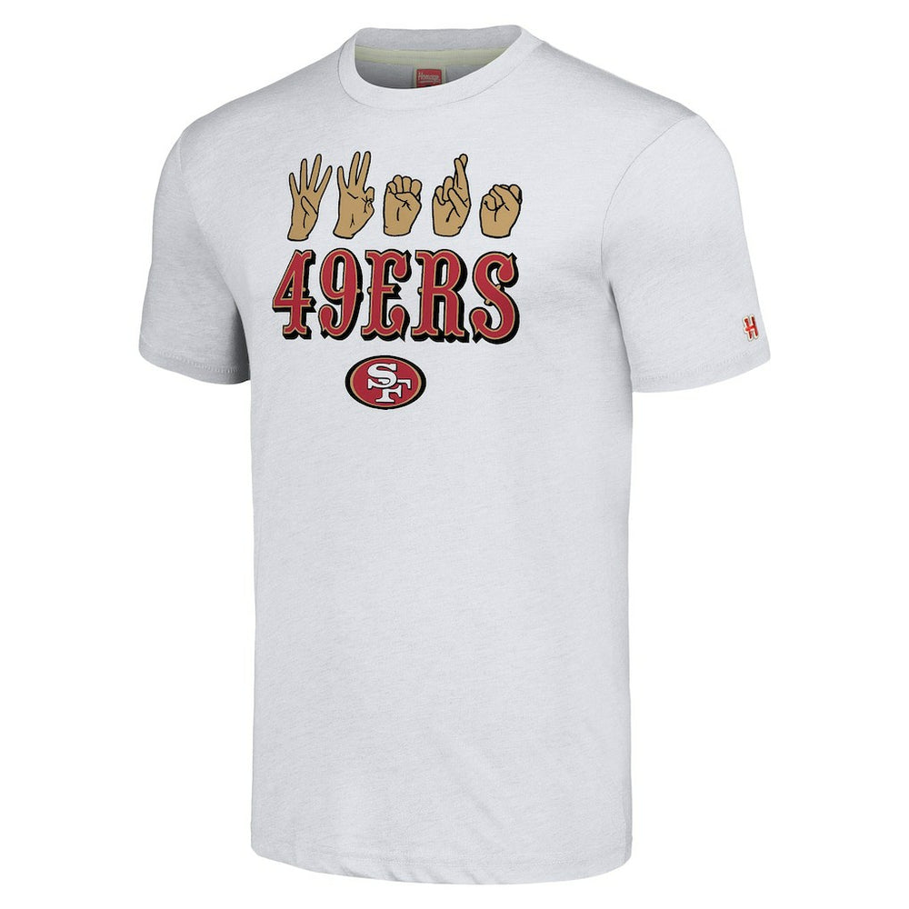 San Francisco 49ers Homage Unisex The NFL ASL Collection by Love Sign American Sign Language T-Shirt - Ash discount