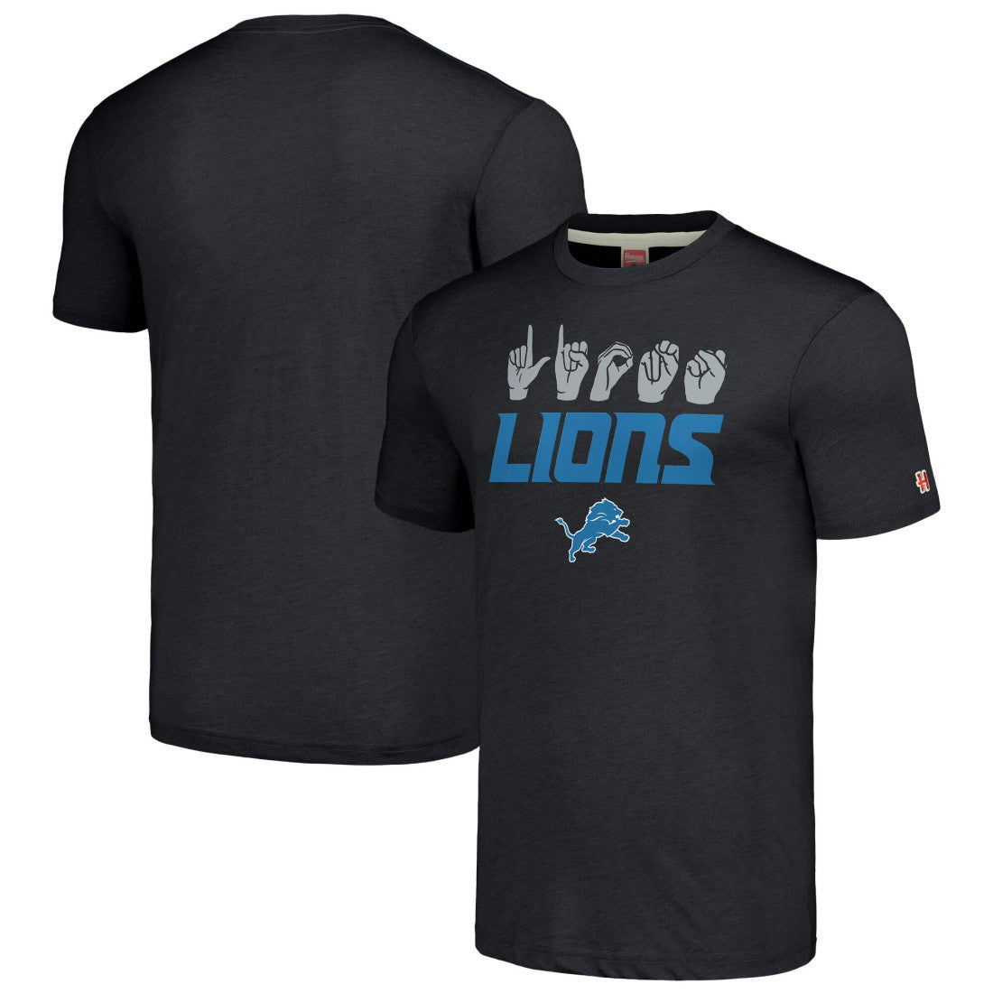 Detroit Lions Homage Unisex The NFL ASL Collection by Love Sign American Sign Language T-Shirt - Charcoal cheap