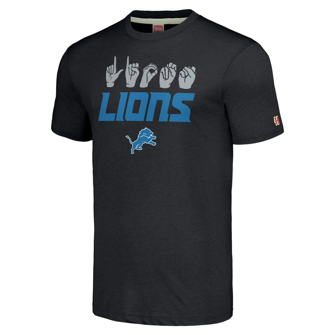 Detroit Lions Homage Unisex The NFL ASL Collection by Love Sign American Sign Language T-Shirt - Charcoal cheap