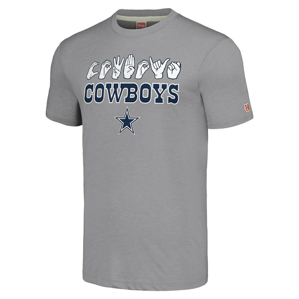 Dallas Cowboys Homage Unisex The NFL ASL Collection by Love Sign American Sign Language T-Shirt - Gray for sale