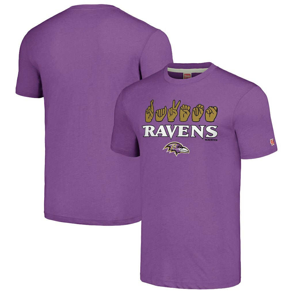 Baltimore Ravens Homage Unisex The NFL ASL Collection by Love Sign American Sign Language T-Shirt - Purple online