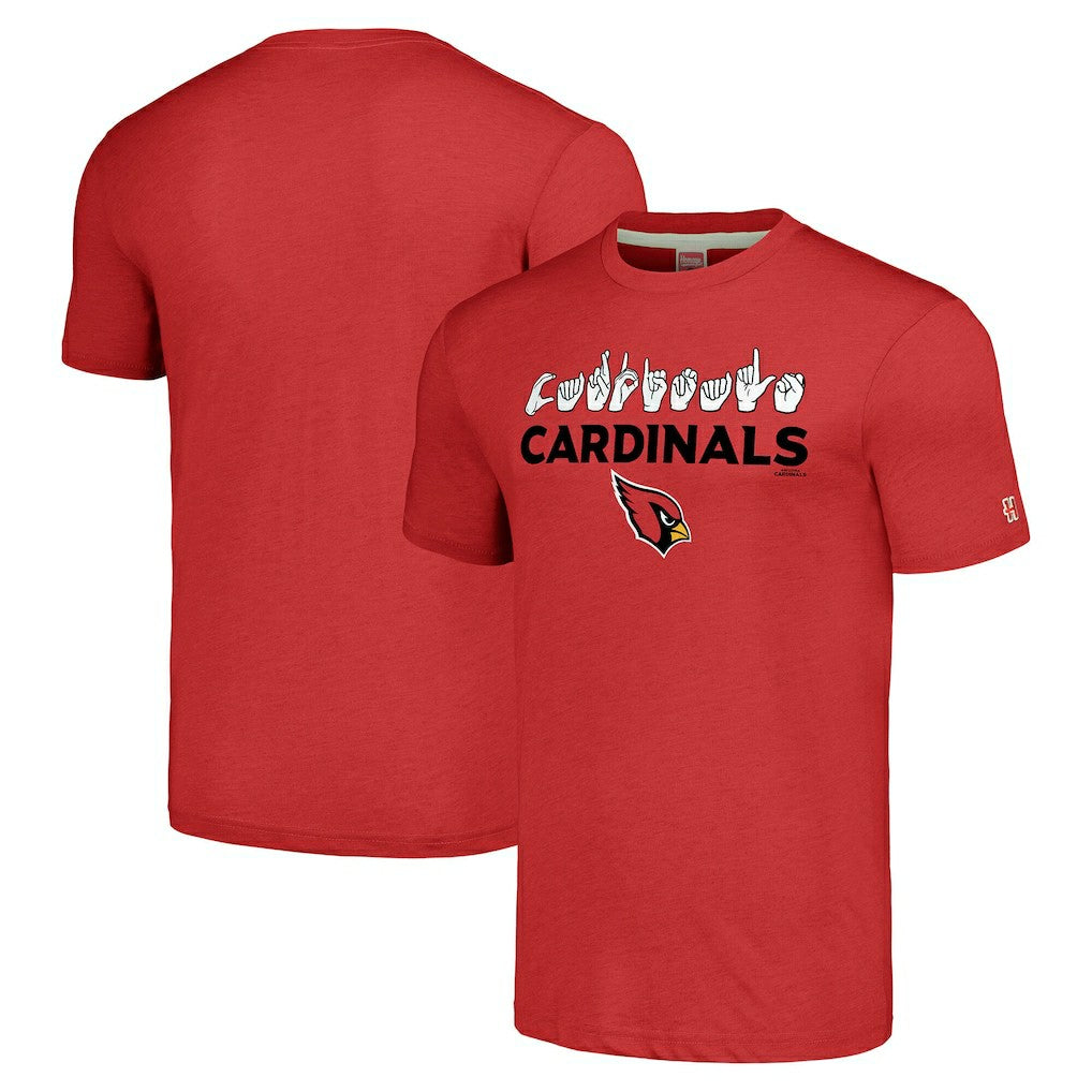 Arizona Cardinals Homage Unisex The NFL ASL Collection by Love Sign American Sign Language T-Shirt - Red discount