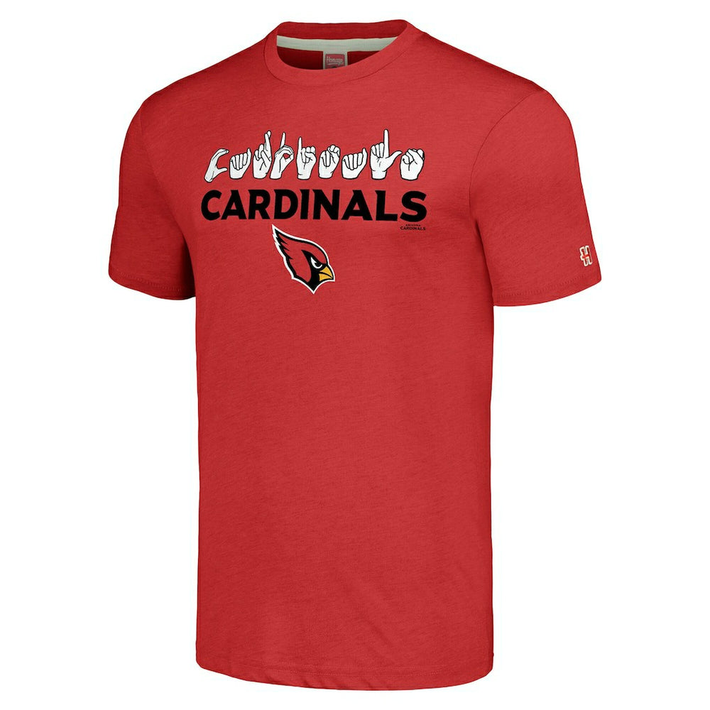 Arizona Cardinals Homage Unisex The NFL ASL Collection by Love Sign American Sign Language T-Shirt - Red discount