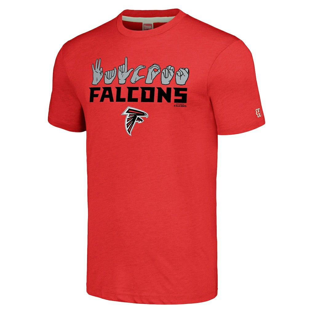 Atlanta Falcons Homage Unisex The NFL ASL Collection by Love Sign American Sign Language T-Shirt - Red discount