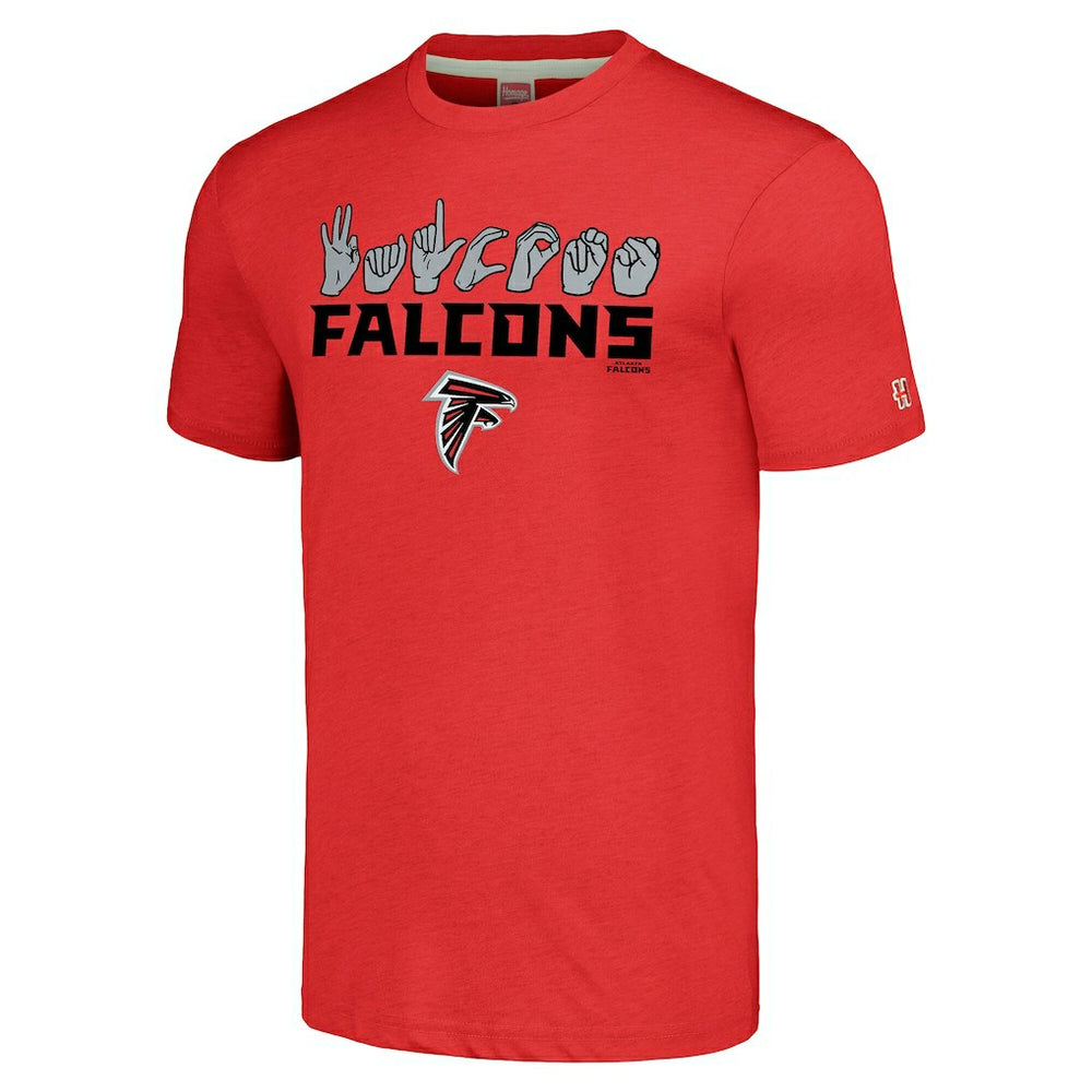 Atlanta Falcons Homage Unisex The NFL ASL Collection by Love Sign American Sign Language T-Shirt - Red discount