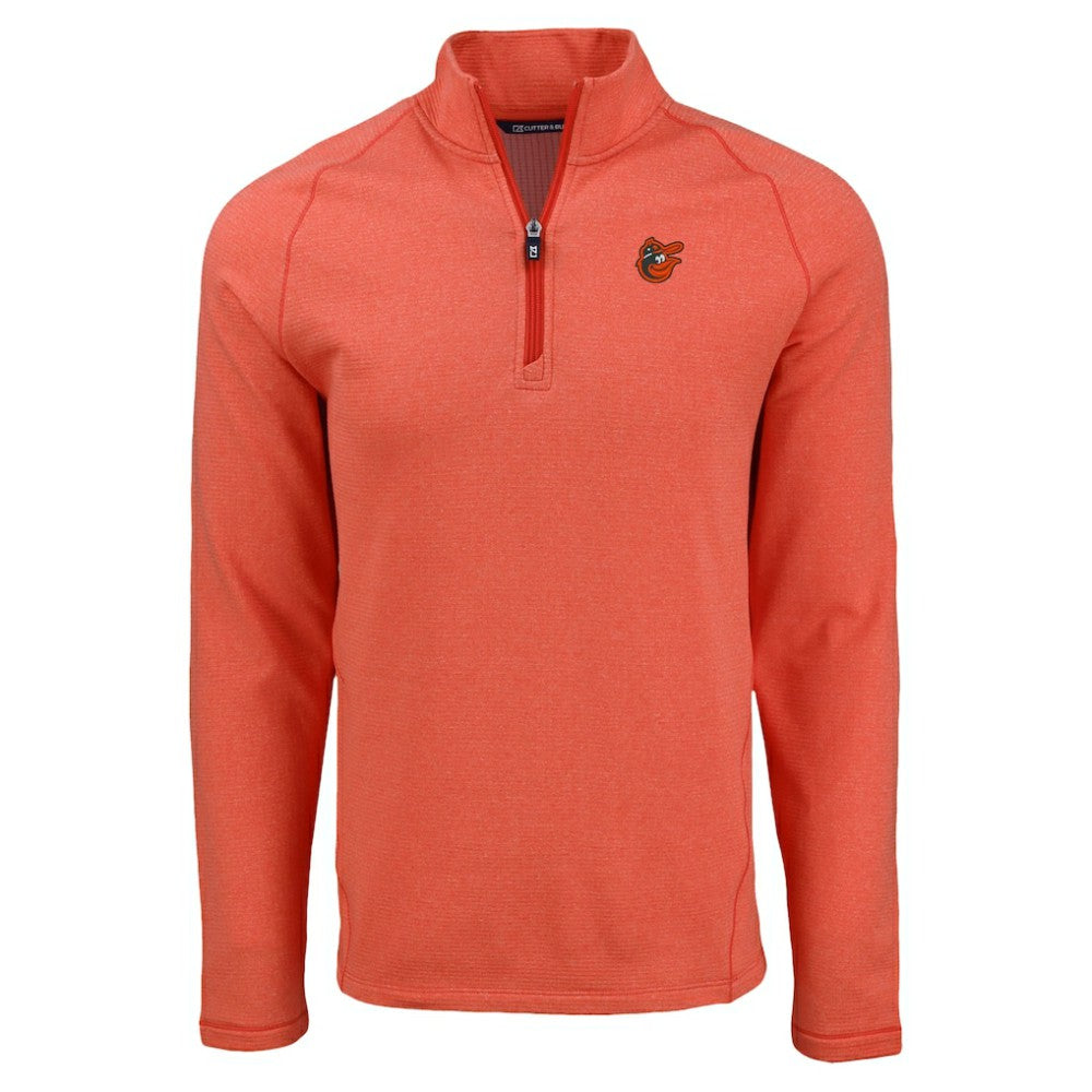 Baltimore Orioles Cutter & Buck Peshastin Eco Fleece Recycled Raglan Quarter-Zip Top Heather Orange