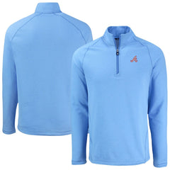 Atlanta Braves Cutter & Buck Peshastin Eco Fleece Recycled Raglan Quarter-Zip Top Heather Light Blue