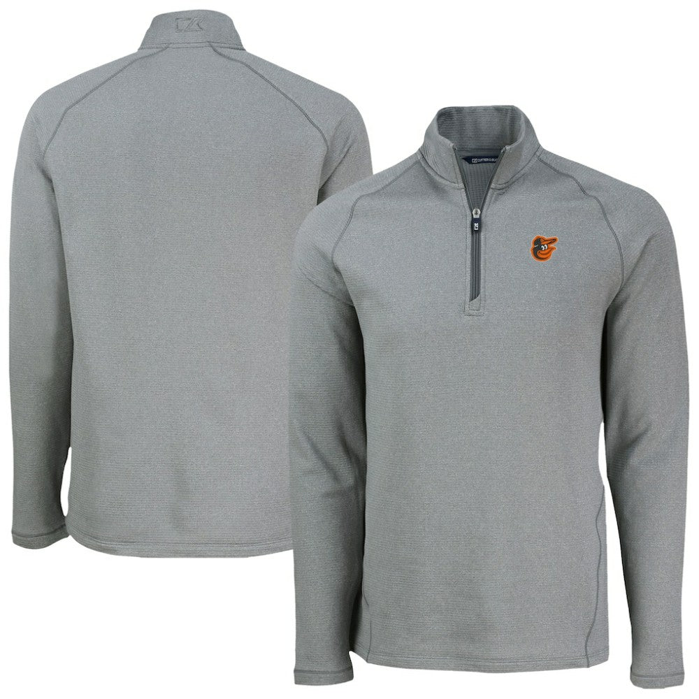 Baltimore Orioles Cutter & Buck Peshastin Eco Fleece Recycled Raglan Quarter-Zip Top Heather Gray