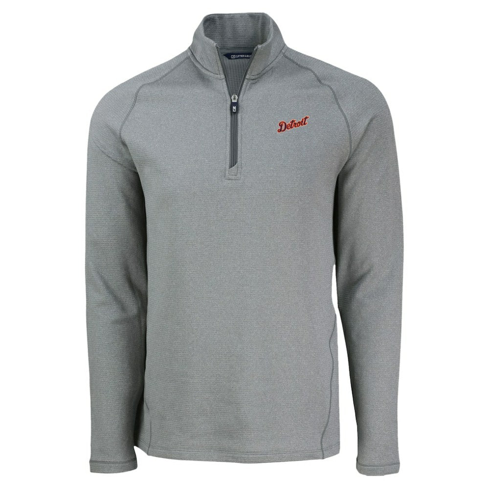 Detroit Tigers Cutter & Buck Peshastin Eco Fleece Recycled Raglan Quarter-Zip Top Heather Gray