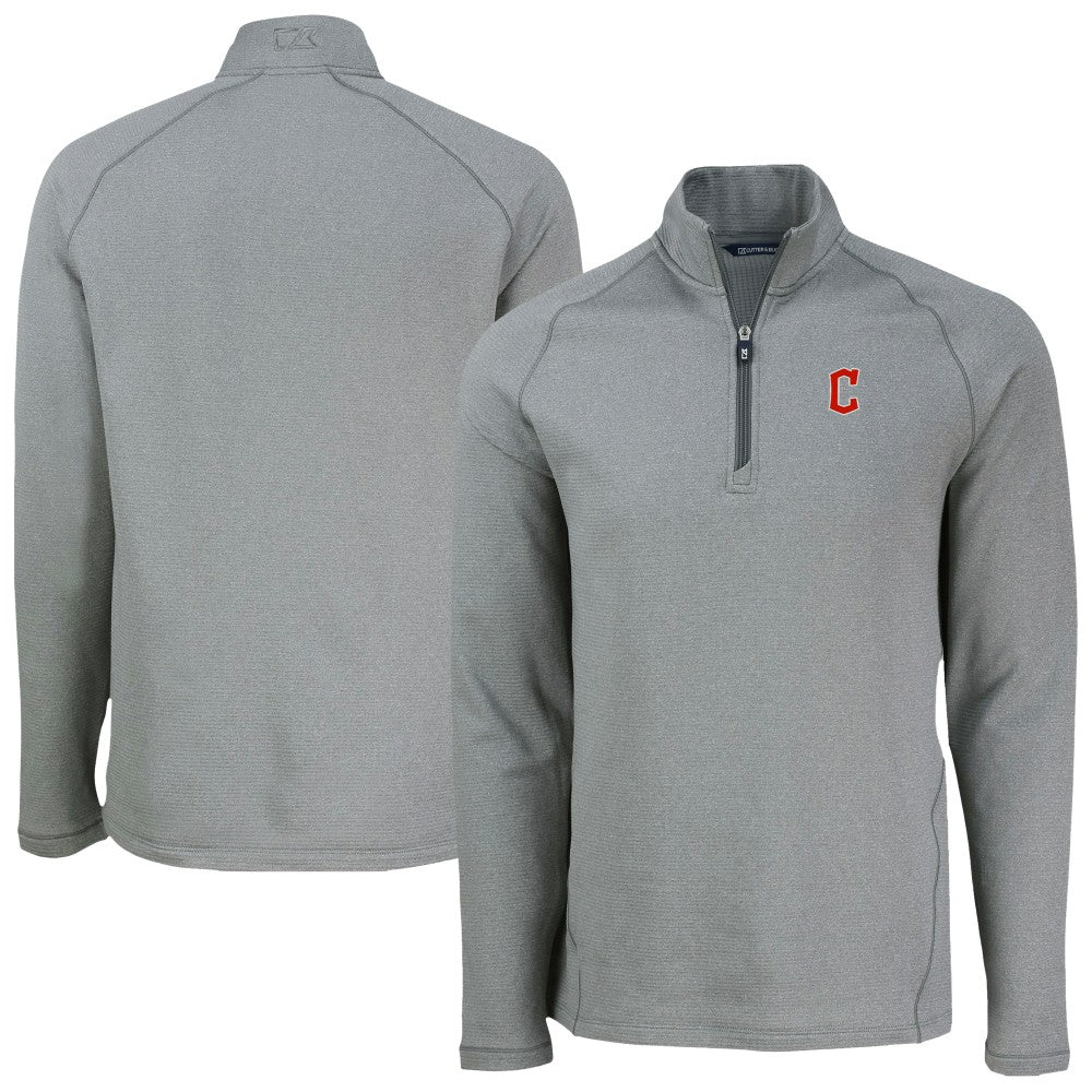 Cleveland Guardians Cutter & Buck Peshastin Eco Fleece Recycled Raglan Quarter-Zip Top Heather Gray
