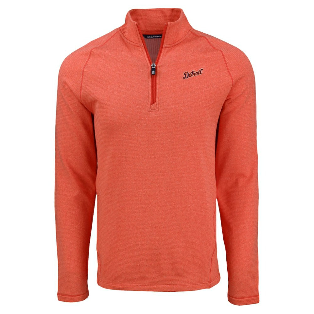 Detroit Tigers Cutter & Buck Peshastin Eco Fleece Recycled Raglan Quarter-Zip Top Heather Orange