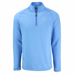 Kansas City Royals Cutter & Buck Peshastin Eco Fleece Recycled Raglan Quarter-Zip Top Heather Light Blue