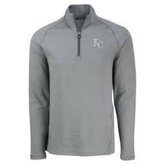 Kansas City Royals Cutter & Buck Peshastin Eco Fleece Recycled Raglan Quarter-Zip Top Heather Gray