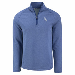 Los Angeles Dodgers Cutter & Buck Peshastin Eco Fleece Recycled Raglan Quarter-Zip Top Heather Blue