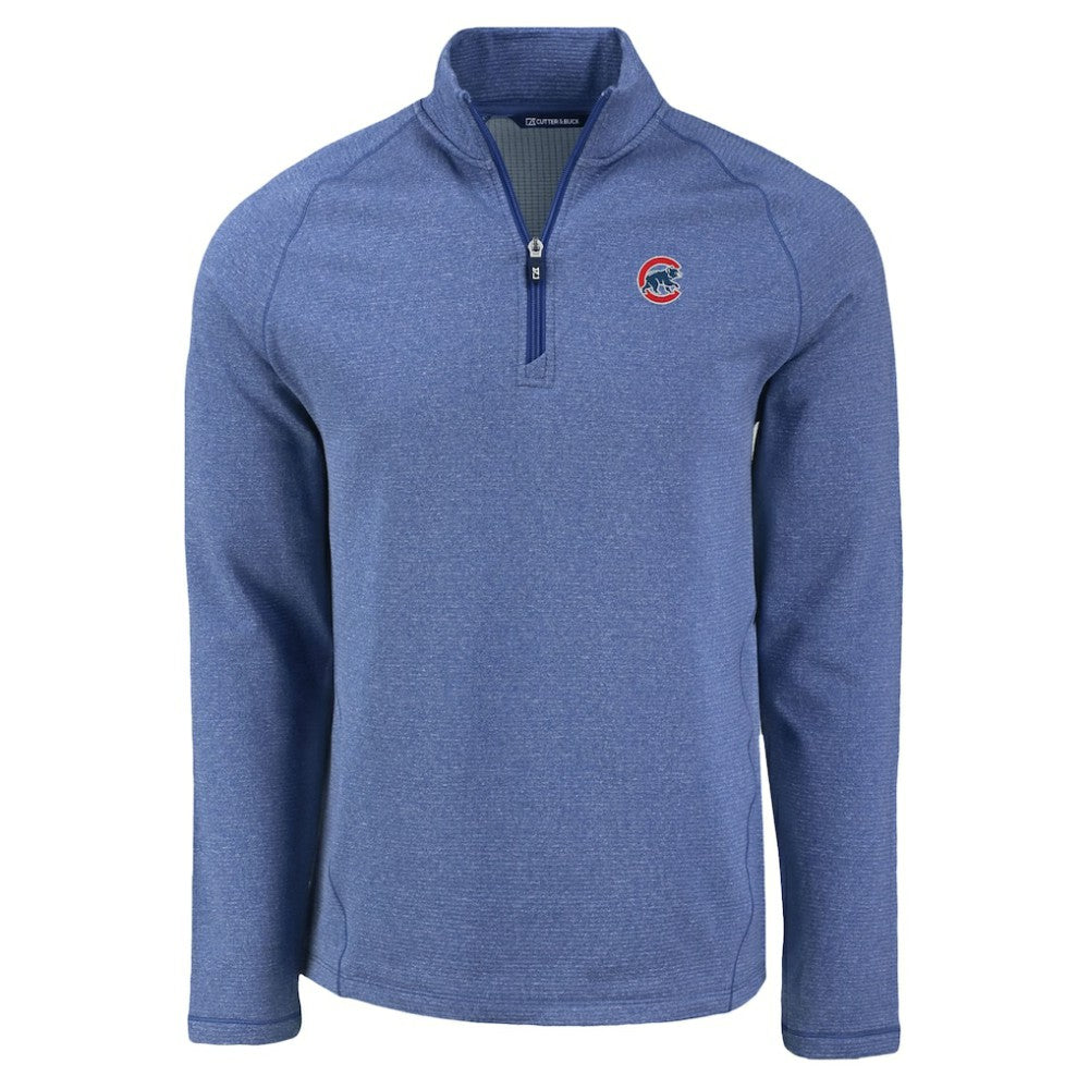 Chicago Cubs Cutter & Buck Peshastin Eco Fleece Recycled Raglan Quarter-Zip Top Heather Royal