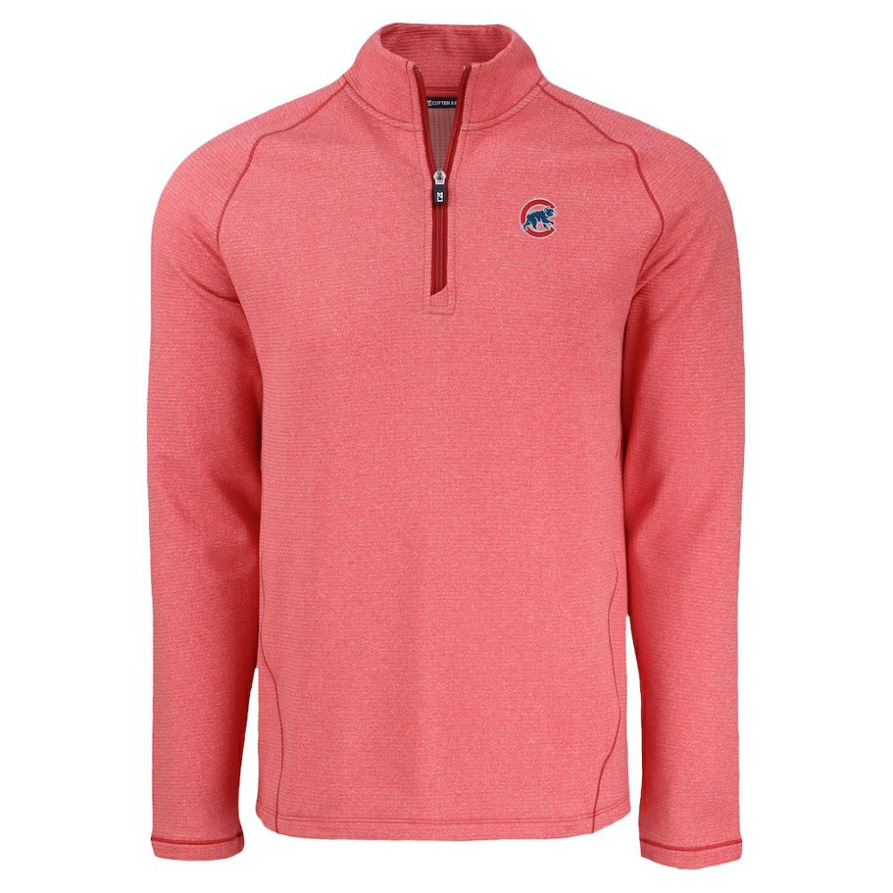 Chicago Cubs Cutter & Buck Peshastin Eco Fleece Recycled Raglan Quarter-Zip Top Heather Red