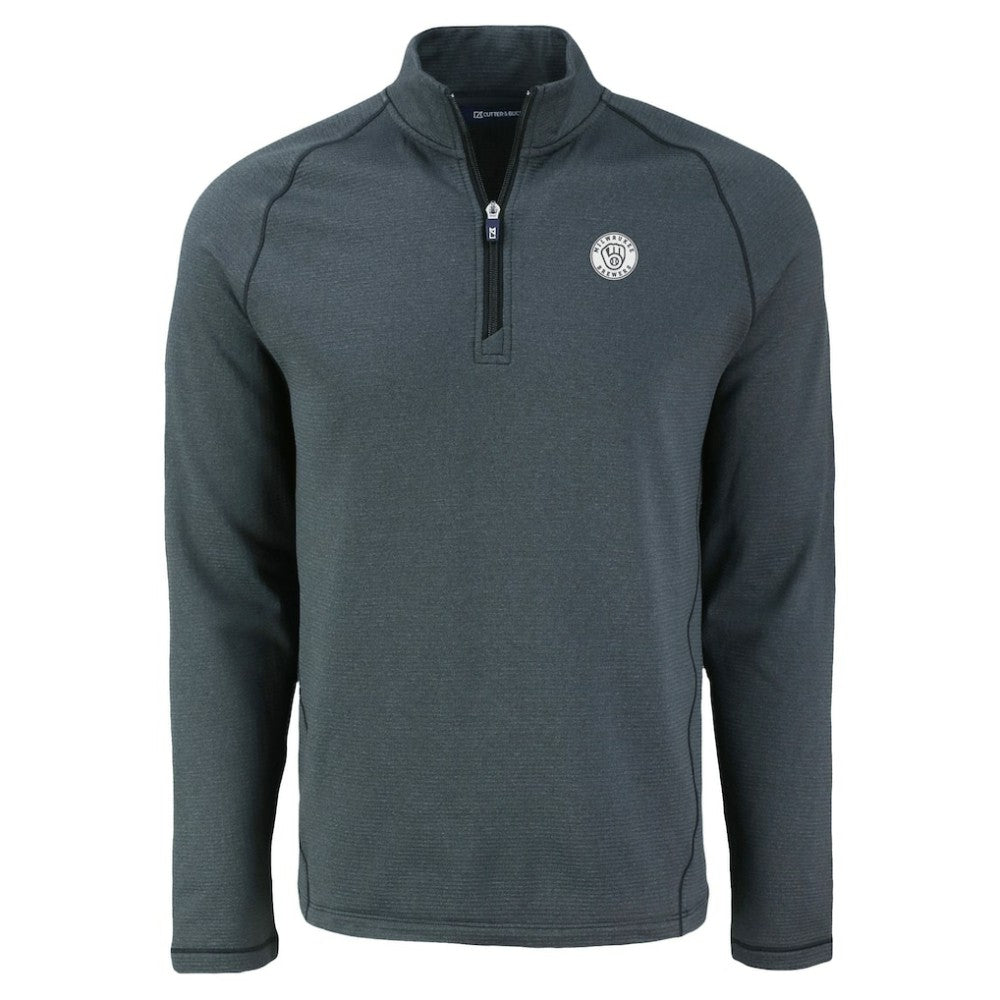 Milwaukee Brewers Cutter & Buck Peshastin Eco Fleece Recycled Raglan Quarter-Zip Top Heather Black