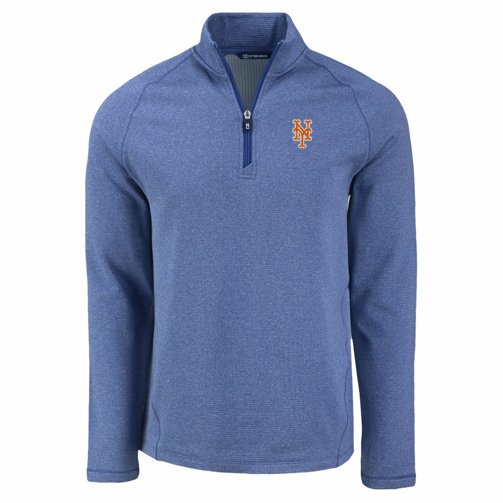 New York Mets Cutter & Buck Peshastin Eco Fleece Recycled Raglan Quarter-Zip Top Heather Blue