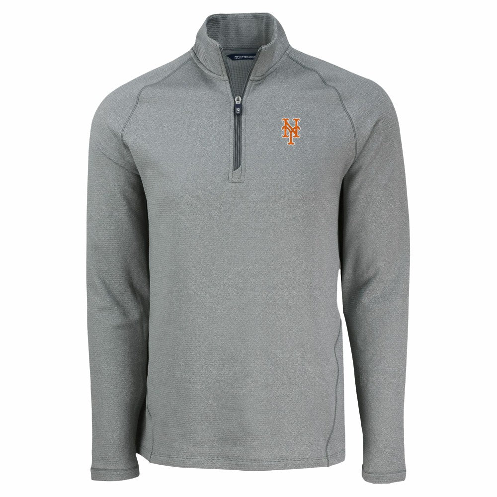 New York Mets Cutter & Buck Peshastin Eco Fleece Recycled Raglan Quarter-Zip Top Heather Gray