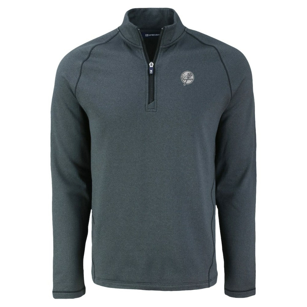 New York Yankees Cutter & Buck Peshastin Eco Fleece Recycled Raglan Quarter-Zip Top Heather Black