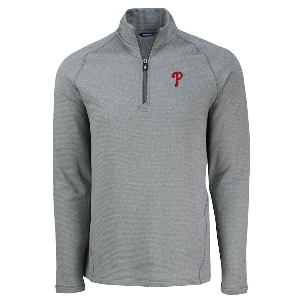 Philadelphia Phillies Cutter & Buck Peshastin Eco Fleece Recycled Raglan Quarter-Zip Top Heather Gray