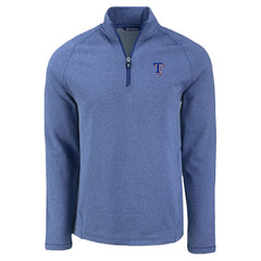 Texas Rangers Cutter & Buck Peshastin Eco Fleece Recycled Raglan Quarter-Zip Top Heather Blue