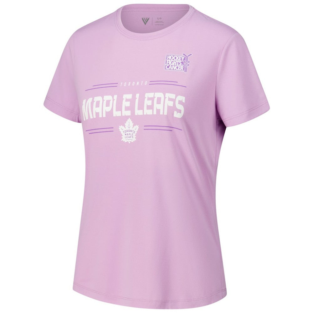 Auston Matthews Toronto Maple Leafs Levelwear Women's Hockey Fights Cancer Anthem Name & Number T-Shirt - Lavender T-shirts