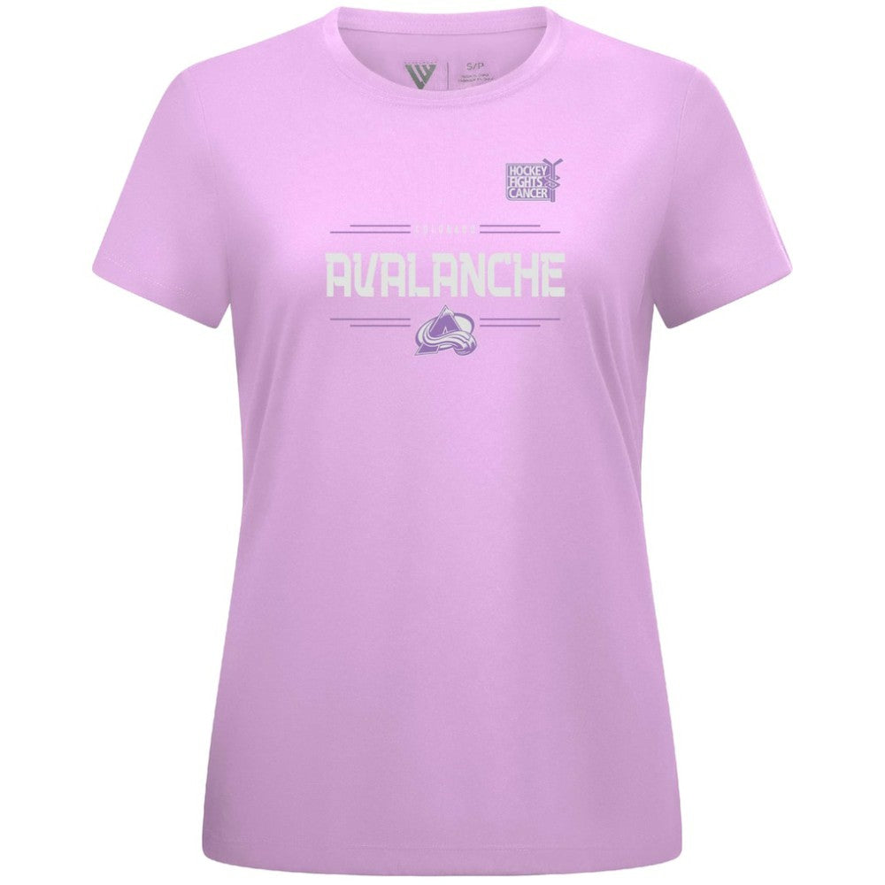 Cale Makar Colorado Avalanche Levelwear Women's Hockey Fights Cancer Anthem Name & Number T-Shirt - Lavender T-shirts