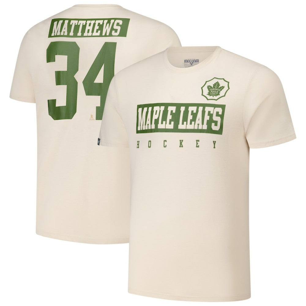 Auston Matthews Toronto Maple Leafs Levelwear 2024 NHL Military Appreciation Richmond Delta Player Name & Number T-Shirt - Khaki T-shirts