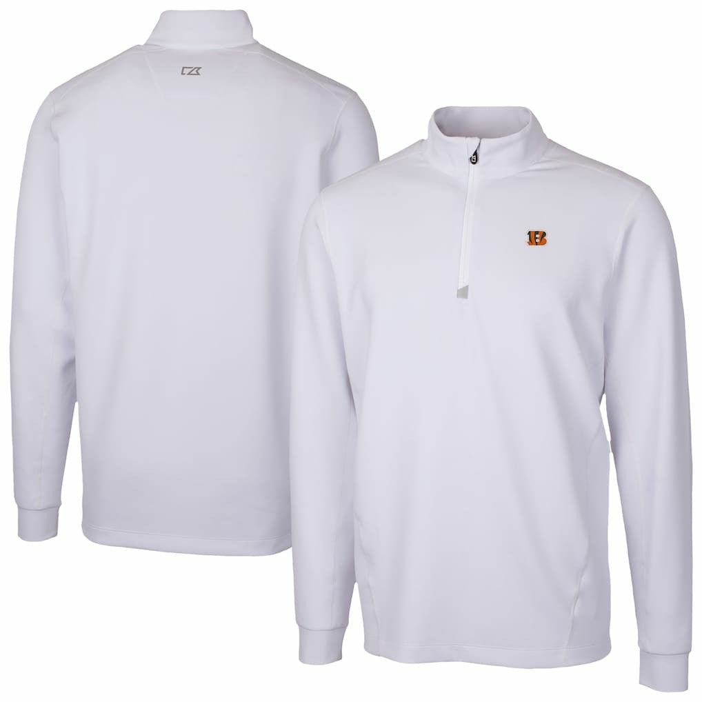 Cincinnati Bengals Cutter & Buck Traverse Stretch Quarter-Zip Top - White on sale