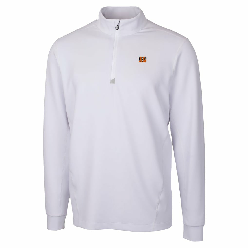 Cincinnati Bengals Cutter & Buck Traverse Stretch Quarter-Zip Top - White on sale